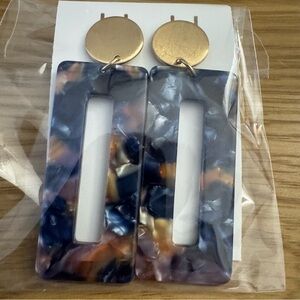 Blue and Gold Statement Earrings